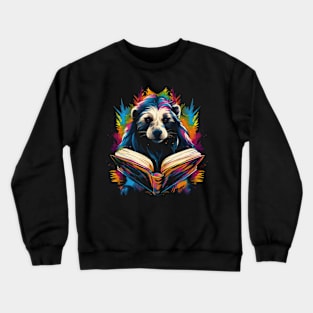 Honey Badger Reads Book Crewneck Sweatshirt